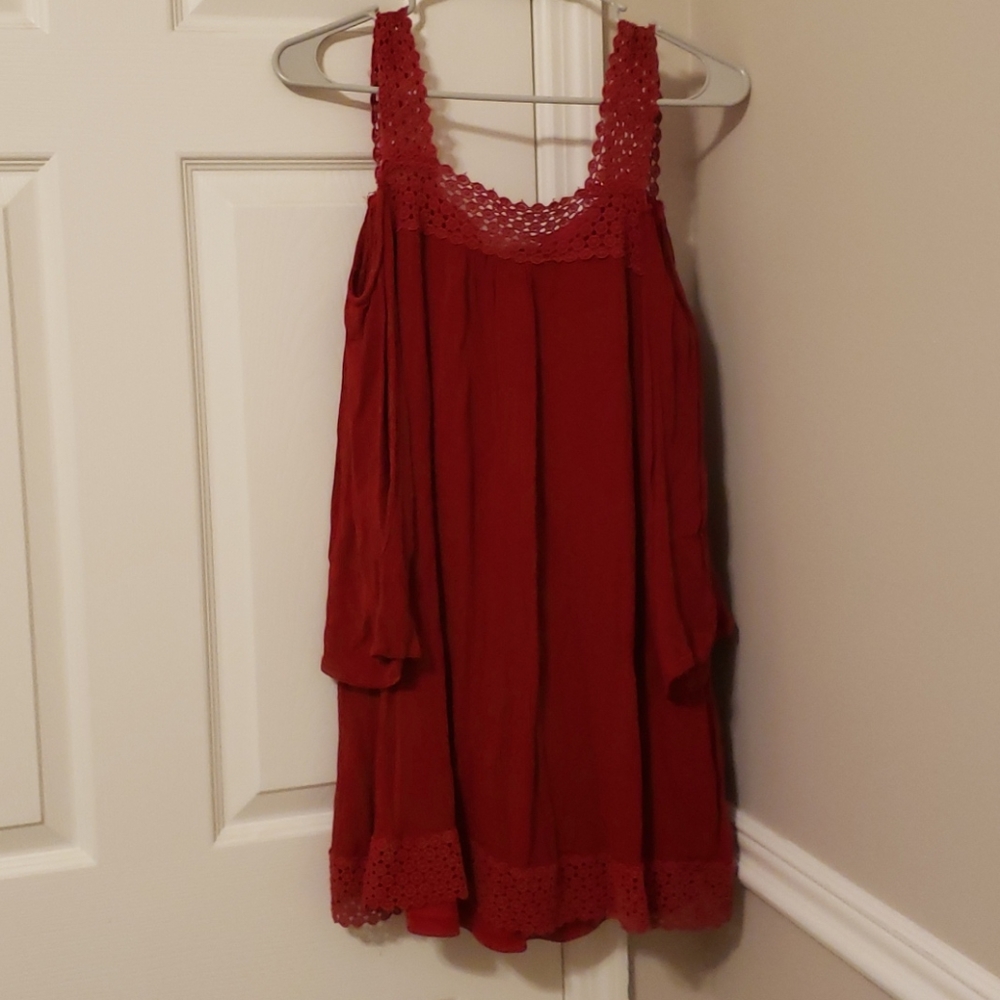 Deep Red Cold Shoulder Dress
